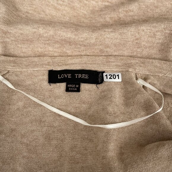 Love Tree Cardigan Sweater Knit Open Front Long Sleeve Lightweight Pockets Tan - Picture 7 of 11